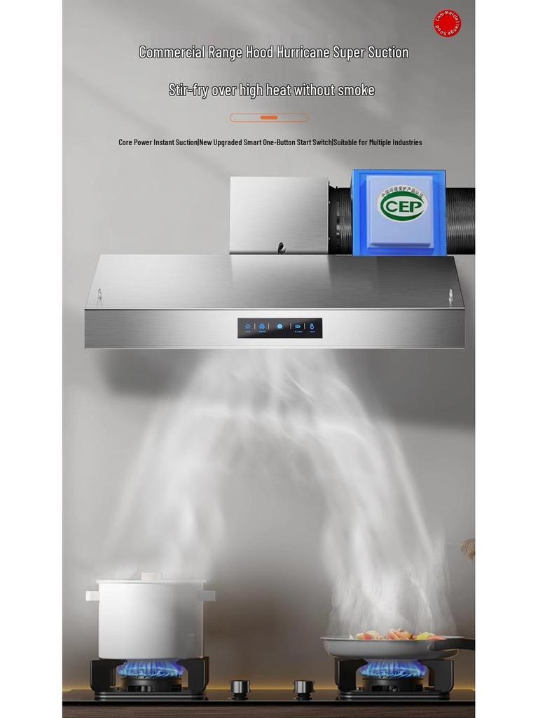 Commercial High-Suction Stainless Steel Range Hood for Restaurants with Wood-Fired Stove Purification