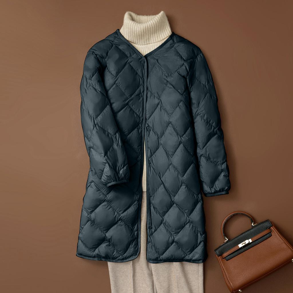 Damen Einfarbig Mittel Lang / Winter Langärmelig V-Ausschnitt Jacke