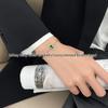 18K Rose Gold Plated V Gold Unicorn Bracelet with Three Gourd Charms Featuring White Mother-of-Pearl and Red Agate In a Luxurious Style