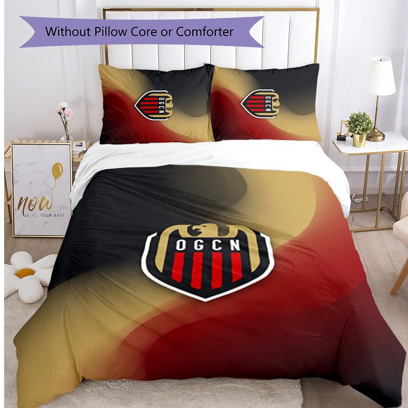 OGC Nice FC Printed 3PCS Bedding Set Breathable Duvet Cover with Pillowcases Decorative Bed Linen for Bedroom Home