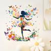 Butterfly Fairy Girl Wall Sticker Creative Self Adhesive Decal for Bedroom Living Room Background Decor