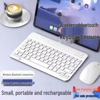 Ensemble clavier et souris Bluetooth sans fil pour iPad, téléphone et tablette - Fonctionnement silencieux