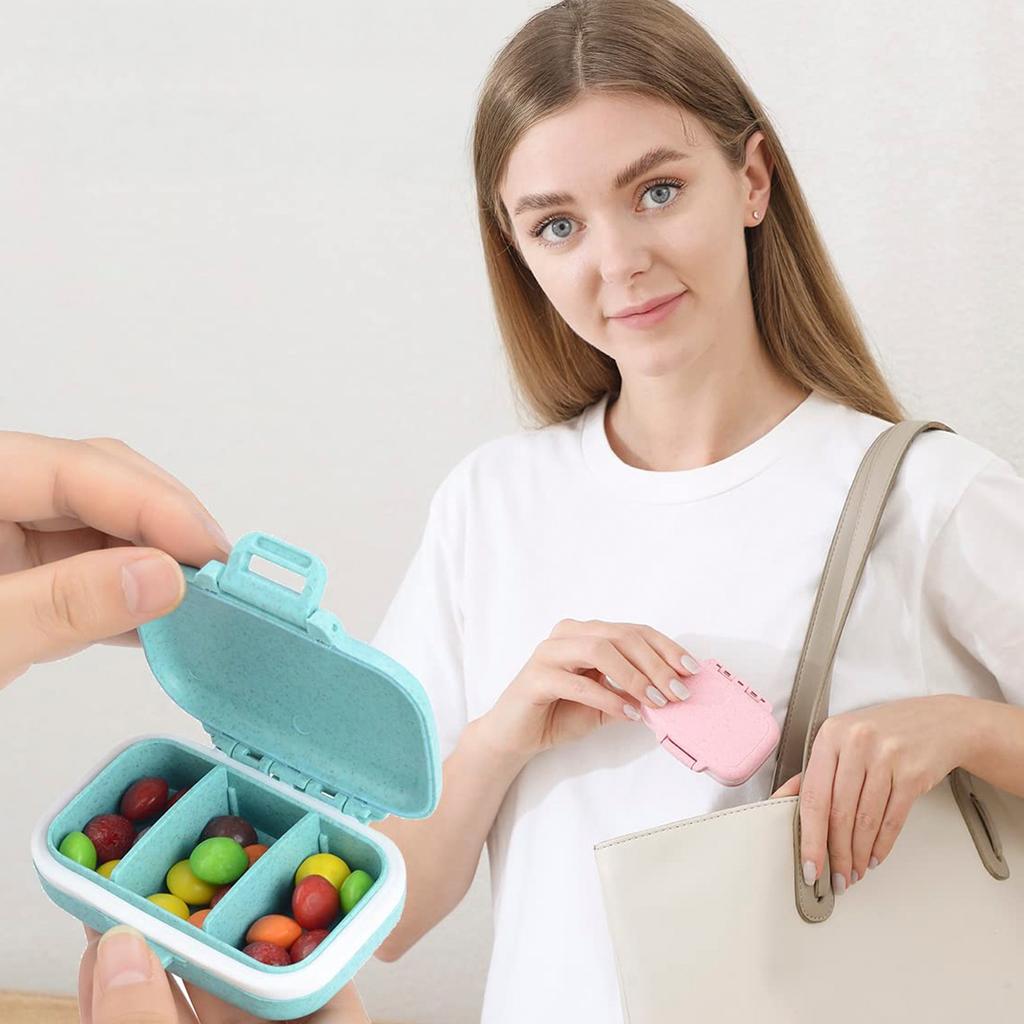 1pcs Mini Portable Pills Organizer Case 3 Grids 7day Pillbox Sealed Moisture-Proof Pill Box For Business Trips Storage Container