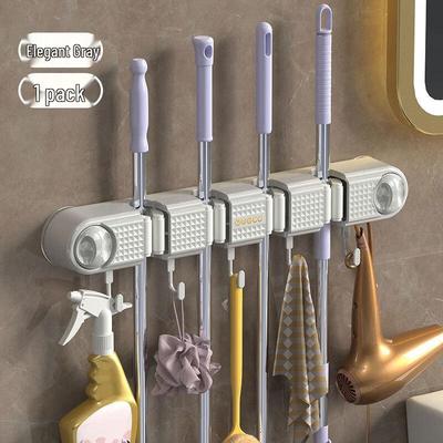 Wall-Mounted Mop and Tool Organizer