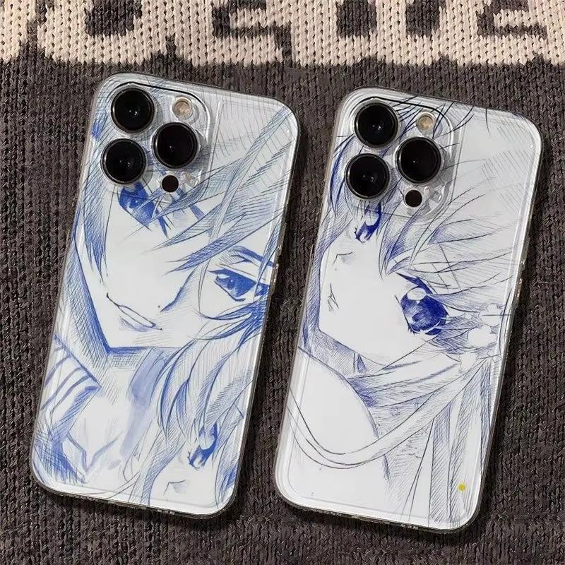 Phone Case For IPhone 17 17E Air 16e 16 Pro Max 15 14 Plus 13 12 11 Pro Max Shockproof Silicone Back Cover Case Anime Couple