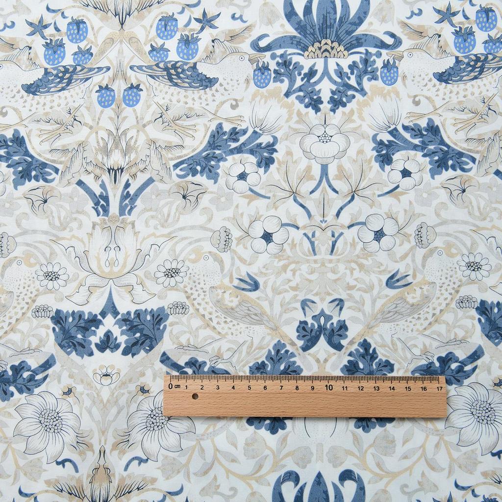 40s Pure Cotton Plain Weave DIY Skirt/Shirt Fabric, Morris Blue Theme