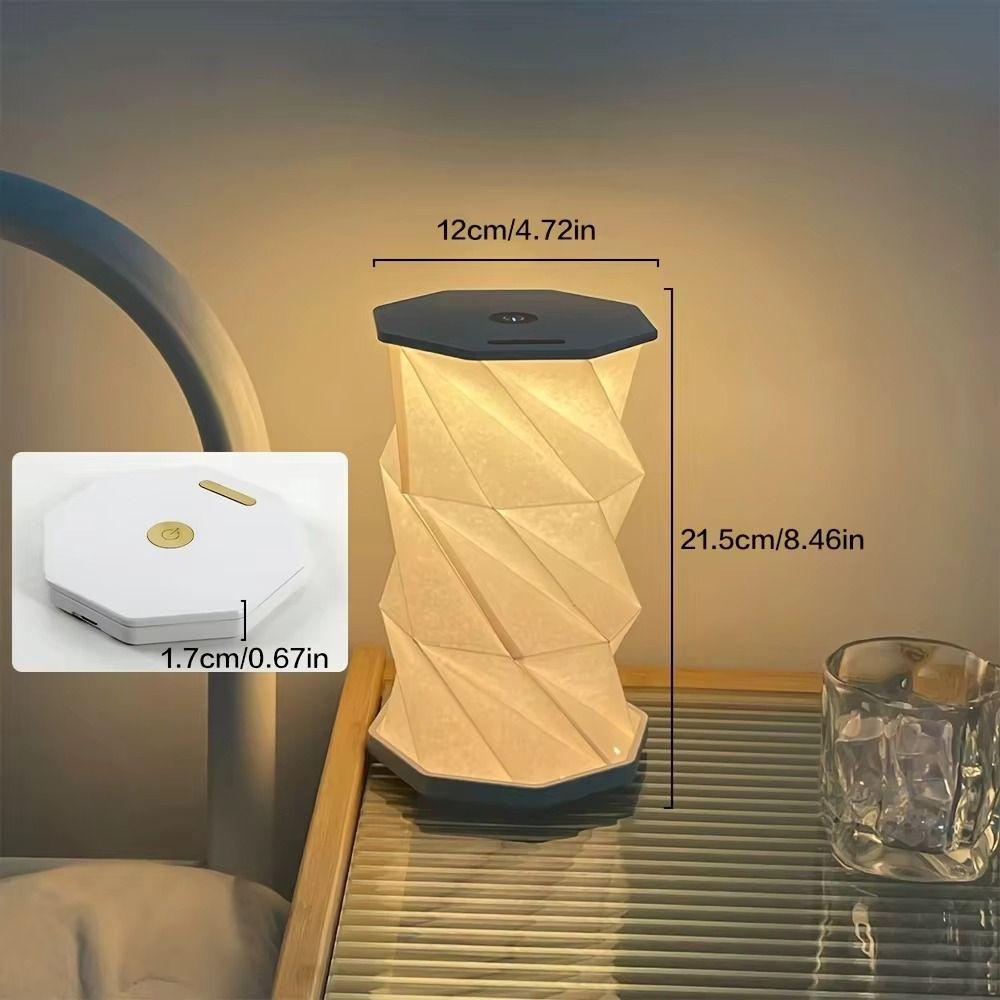 Creative Foldable Paper Latern LED Mini Rotating Light Birthday Gift Dimmable Table Lamp Home