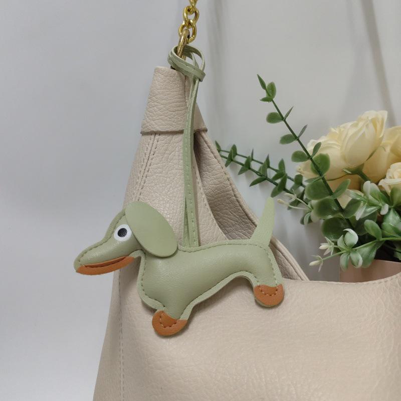 Cross-border Dachshund Pendant: Leather Cartoon Dog Bag & Phone Case Accessory for Cars