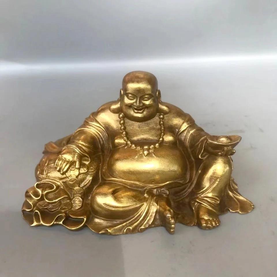 

Pure Copper Maitreya Laughing Buddha Cloth Bag Buddha Bronze Statue, 9.5CM Small Buddha Statue Sculpture Home Vehicle Decor, 1Pc 9.3X5CM