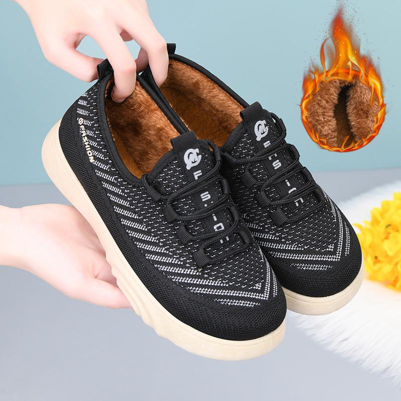 Winter Chunky Platform Sneakers for Women Warm Non-Slip Lace-Up Walking Shoes With Faux Fur Lining Workout Loafers Women's Comfortable Tennis Sneakers