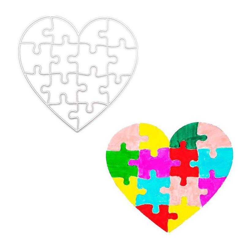 Love Puzzle Metal Cutting Dies Cut Die Mold Creative Puzzle Love Decoration Scrapbook Paper Craft Knife Mould Blade Punch Stencils