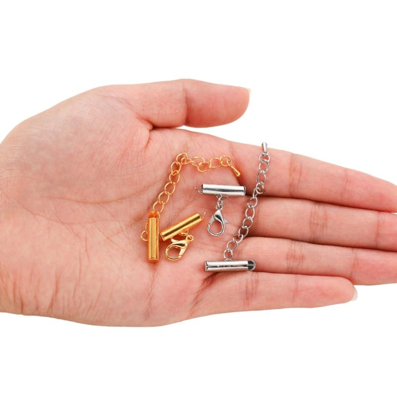 Set of 10 Versatile Connectors Crimp End Caps Extending Chains Jewelry Findings DIY Bracelet Jewelry Making Accessories