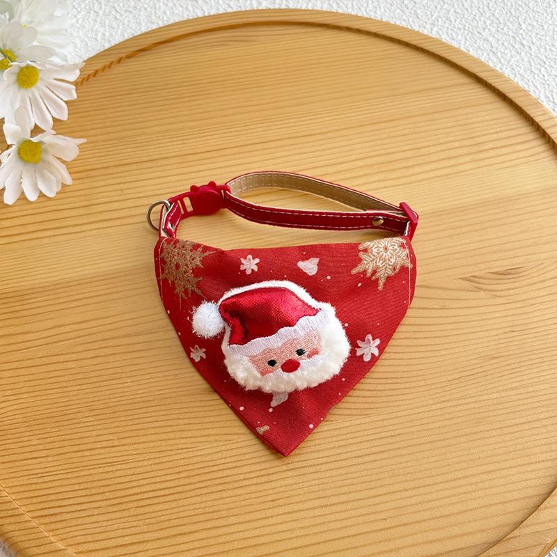 

Triangle Bib Collar Christmas Decor for Small Pet Dog Cat, 23-40cm Adjustable Bandana with Santa Snowman Christmas Tree Design
