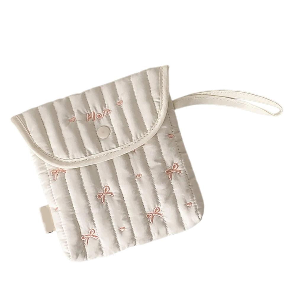 Roztomilá kreslená vyšívaná mašlička menstruační pouzdro úložná taška dámská taška na příslušenství cestovní kosmetický organizér