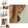 Summer Trend Gold Plated Round Earrings Smiley Face Pendant For Women