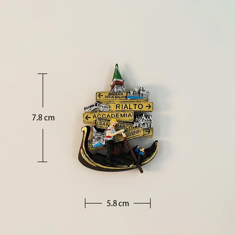 Italy Venice gondola Road signs 3D Stereoscopic Resin painting Tourism souvenirs decoration home refrigerator magnets