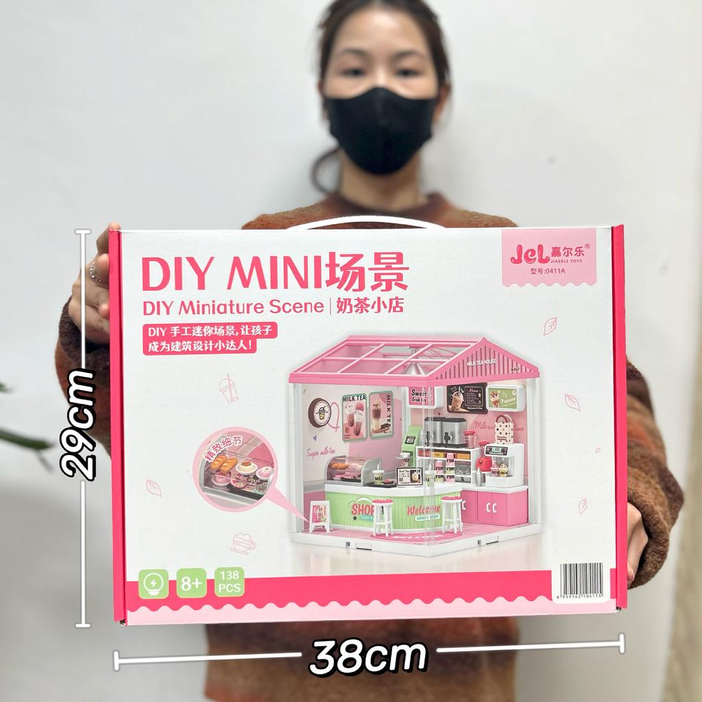 Girls Toys Miniature World Diy Bedroom Milk Tea Shop Assembles Handmade Building Model Toys Gift Box