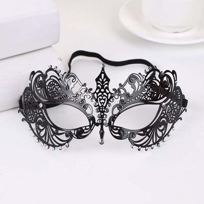 Venetian Halloween Half Face Mask Handmade Elastic Bands Black Lace Metal Mask Hollowed-out Vintage Masquerade Princess Mask