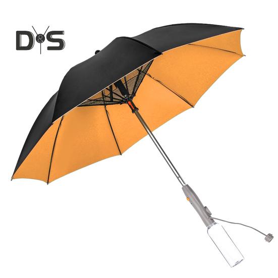 

Зонт 3 в 1 с вентилятором Mister USB, заряжаемый от УФ-излучения, портативный водонепроницаемый ветрозащитный летний зонт от солнца и дождя жёлтый