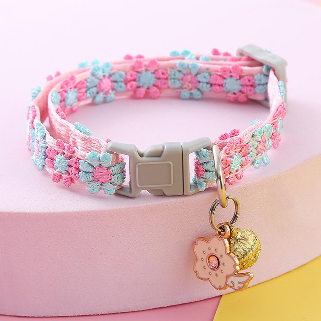Adjustable Pet Cat Collar With Bell  Kitten Puppy Necklace Adjustable Buckle Colorful Lace Neck Ring Pet Accessories