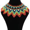 Multicolor Bead Chunky Necklace Ethnic Style Woven Choker Necklace  Girls Gift