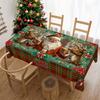 Christmas Tablecloth Digital Print - Winter Snowman Reindeer Xmas Tree Dining Table Festival Decor Table Cover