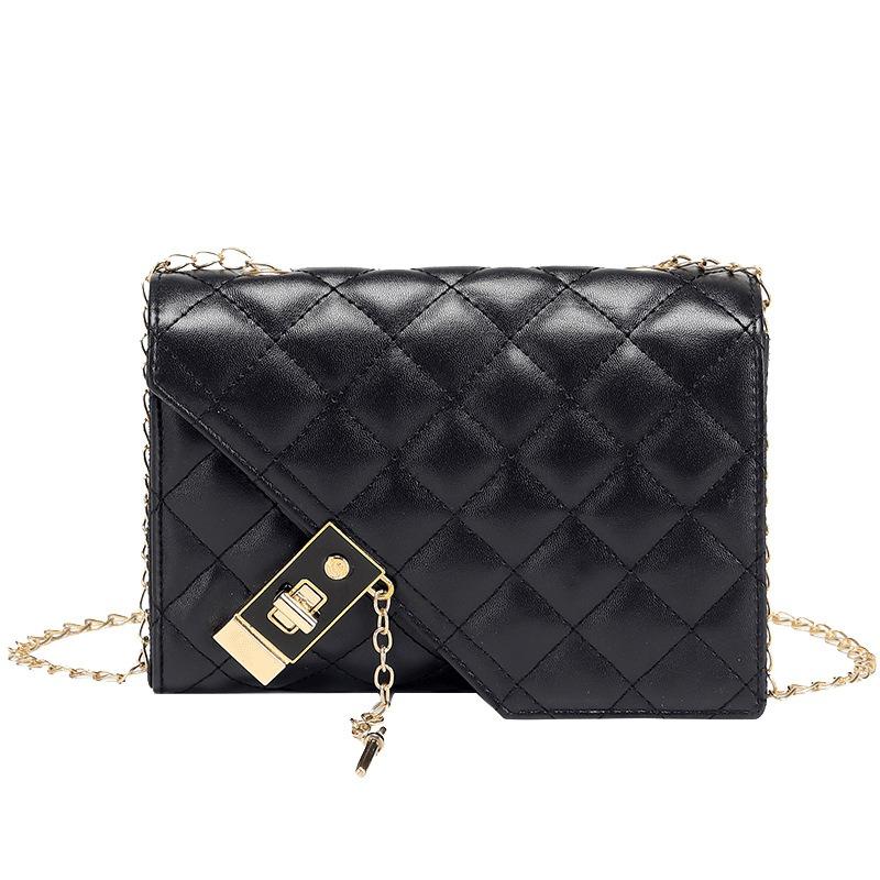 Trend Fashion Embroidery Rhombus Chain Small Square Bag New Lock Mobile Phone Makeup Women's Bag
