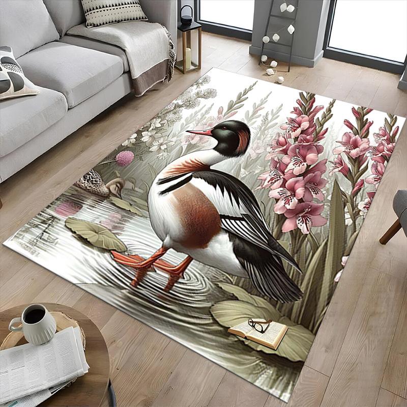 1PC Duck Flowers Non-Slip Floor Carpet Compatible for Office&Living Room&Bedroom&Dining room - Flat- Soft & Pattern, Vibrant Colors-W242
