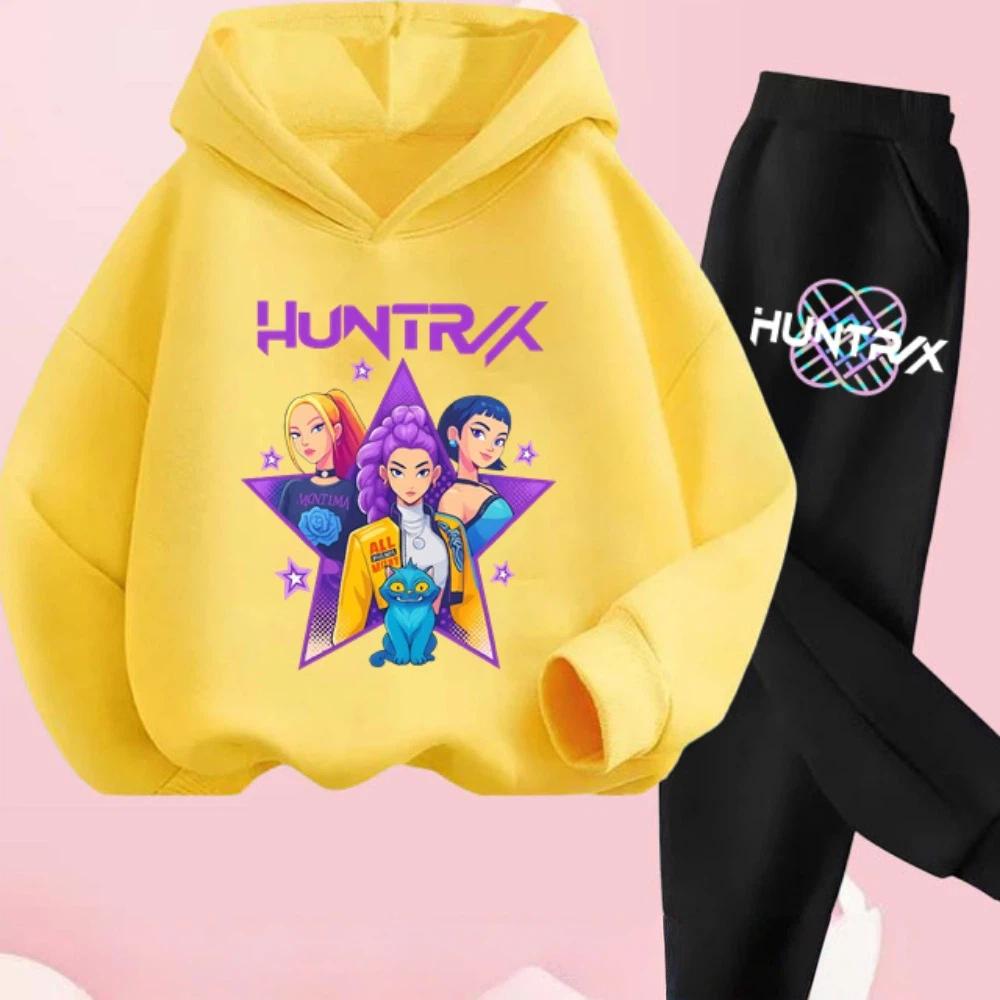 K-pop Охотники на демонов Детский мультяшный комплект из 2 предметов: толстовка с длинным рукавом и брюки. Наряд для малышей, младенцев, девочек, мальчиков. Бутиковая одежда, костюм.