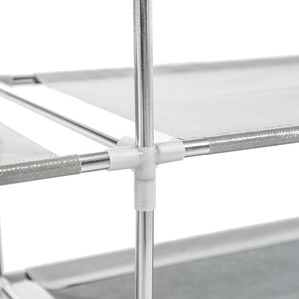 Stoffschuhschrank, 6 Ebenen, geräumig, Metallregal, grauer Rahmen