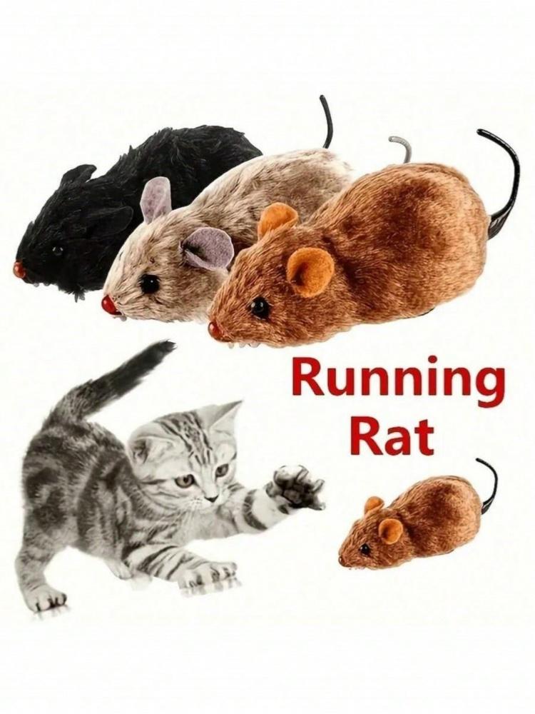 4 Color Cat Toys Wind-up Plush Mouse Toy for Cats and Dogs - Mechanical Movement Cloth Mouse, No Batteries Required