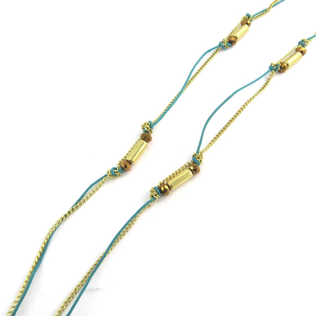 Les Trésors De Lily [N3955] - Collier 'Cheyennes' orange vert argenté