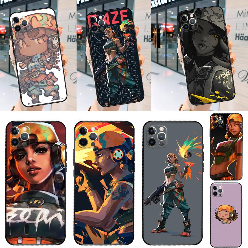 Raze Valorant Phone Case For iPhone 13 11 12 14 15 16 Pro Max Mini XR XS X Plus Back Cover Fundas