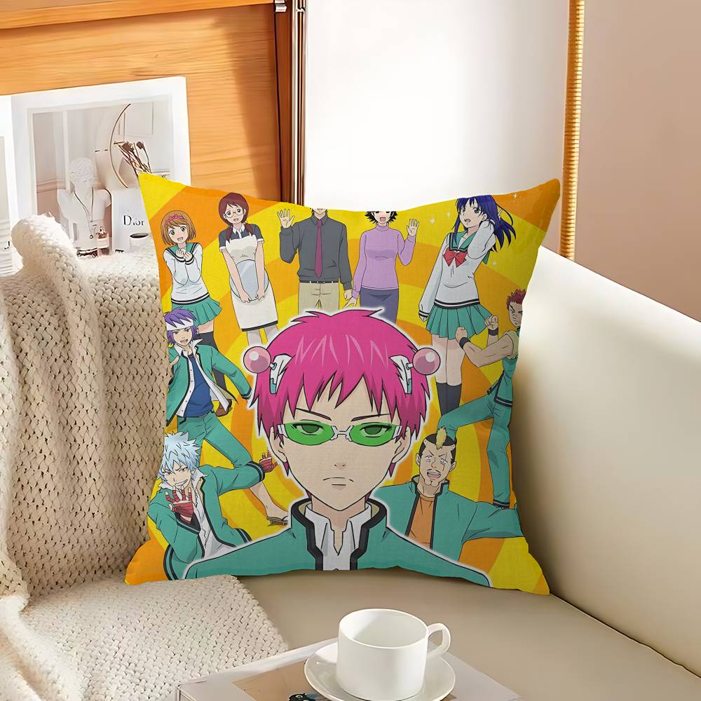Popular Japanese Anime Saiki Kusuo Cushion Cover Polyester Sofa Cushions Decorative Throw Pillows Home Decoration Pillowcover