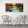 Three Piece Picture Canvas Print Autumn Forest Waterfall Rocks