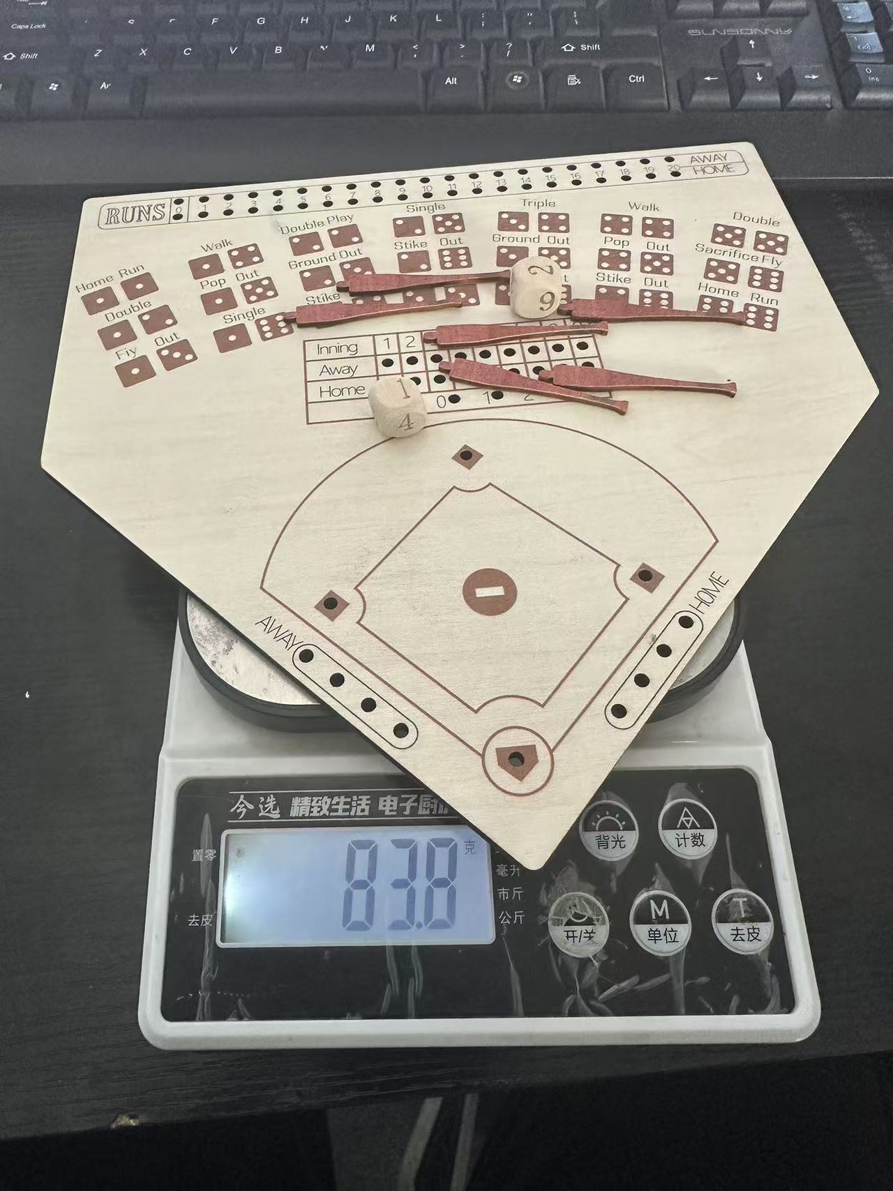 Wooden Baseball Board Game, Family Party Fun Game Props Wooden Crafts