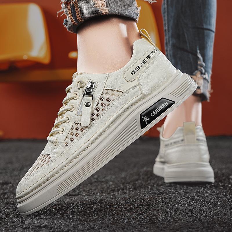 Letnie Oddychające Buty Siatkowe Modne Wszechstronne Białe Buty Codzienne Sneakersy Sneakersy Męskie Mokasyny Męskie Zapatos Casuales