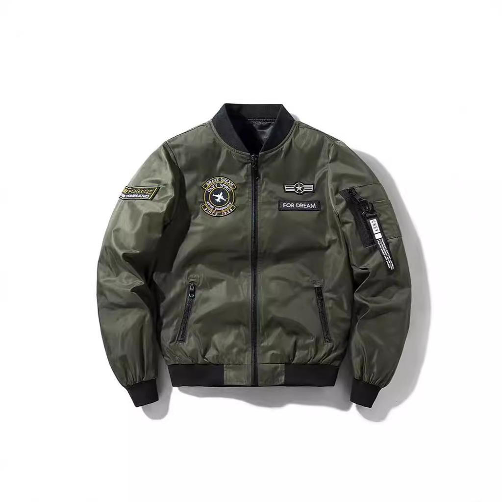 Spring and Autumn Thin Double-sided Flight Jacket for Men, Simple and Trendy Air Force Baseball Uniform Jacket for Men