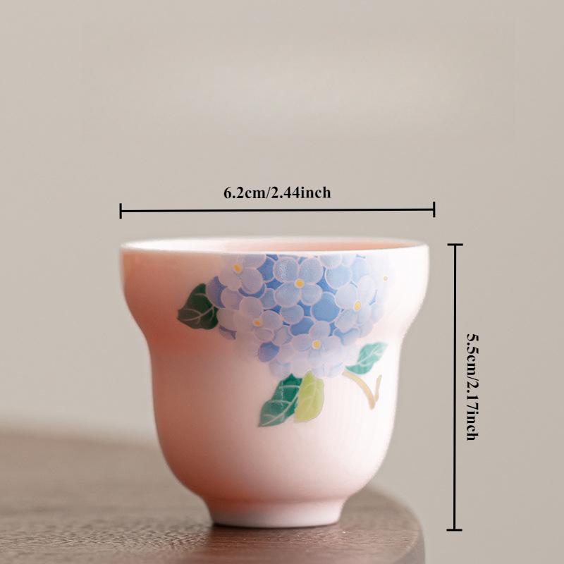 Gourd Ceramic Teacup Chinese Kung Fu Gongfu Teaware Porcelain Tea Cup Handmade Hydrangea Master Tea Cup Drinkware Tea Ceremony