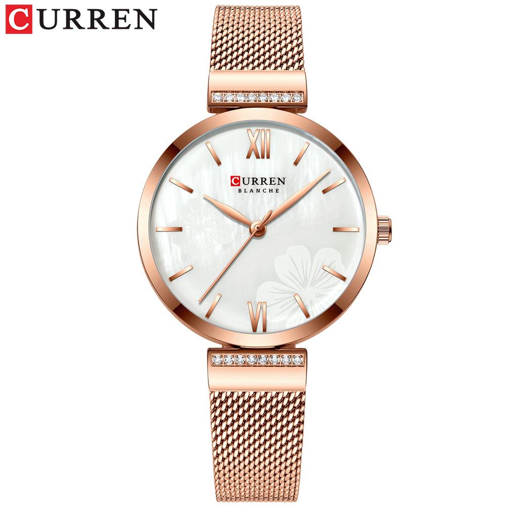 Curren 9067 Wasserdichte Quarz-Modeuhr für Damen mit Netzarmband