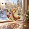 Round Acrylic Base Craft Christmas Faux Diamond Art Ornament Kit, Santa Angel Sun Catcher DIY Claus Crafting Project Board, 3D Bead Kit for
