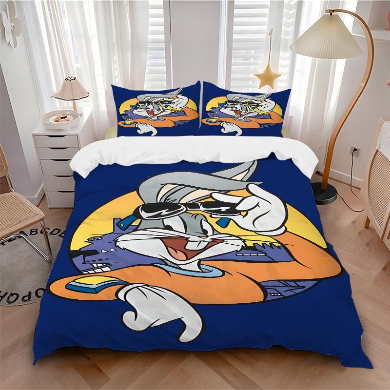 

3pcs bedding set Bugs Bunny Looney Tunes Includes 1 Comforter+2 Pillowcases, Without Pillow Inserts, Soft Comfortable, Lightweight Breathable263 135x200cm