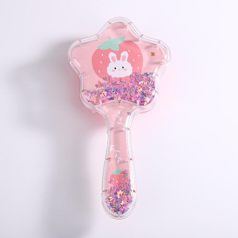 2023 New Cartoon Quicksand Comb with Glitter and Foam Hair Cushion Massage Comb for Cosmetic Styling