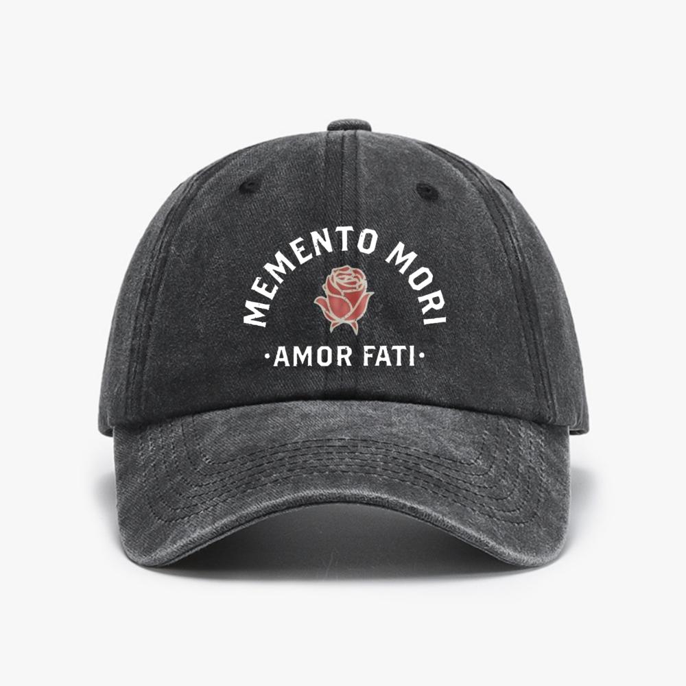 Steampunk Skull Unisex Hat MeUnisexto Mori Philosophy Stoic Amor Fati Baseball Cap Vintage Washed Denim Hat Unisex Adjustable Hats Adjustable