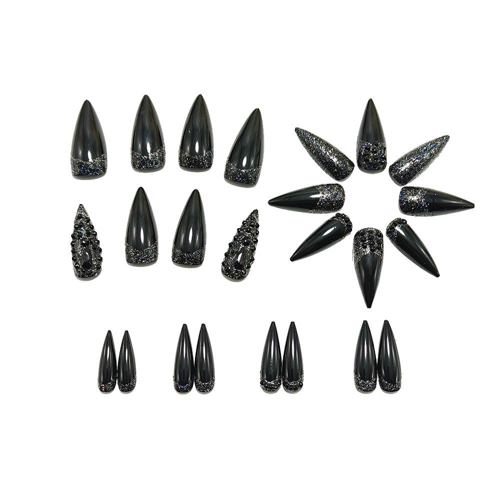Spicy Gothic Luxury Rhinestone Nail Art Stickers and Wearable False Nails