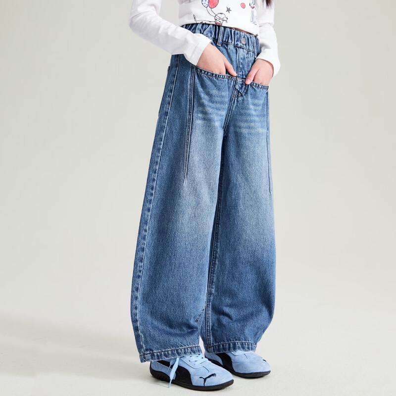Girls' Retro Straight-Leg Denim Jeans with 3D Pockets