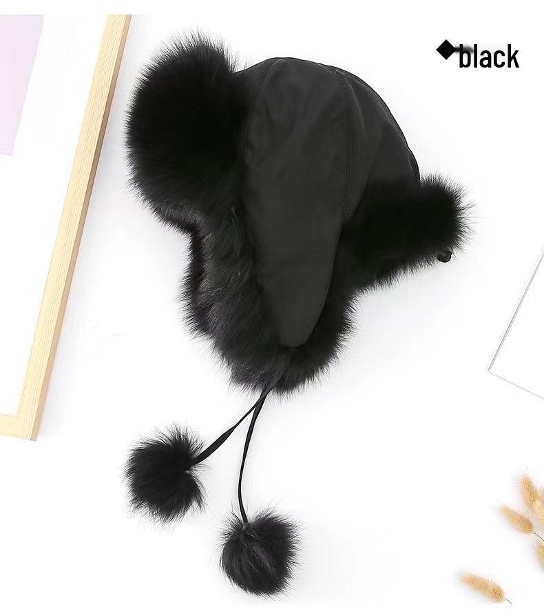 

Женская шапка-ушанка из искусственного лисьего меха, пушистая лыжная шапка с защитой ушей для тепла осенью и зимой. One Size with Elasticity