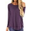Women's Casual Long Sleeve T Shirt Loose Fit Crew Neck Irregular Hem Front Short Back Long Lightweight Pullover Top