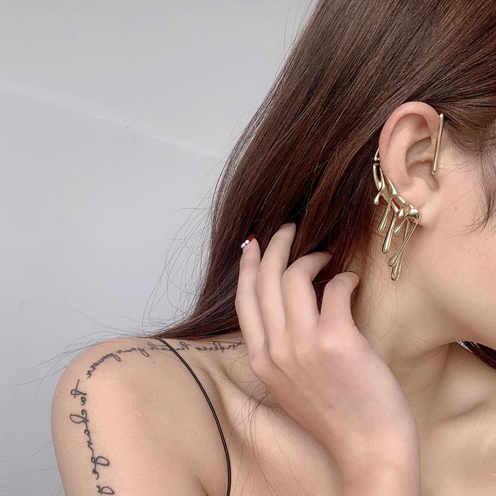 Cool Unique Hyperbole Punk Dripping Hanging Clip Earrings Hook Earring Left Ear Lava Melt