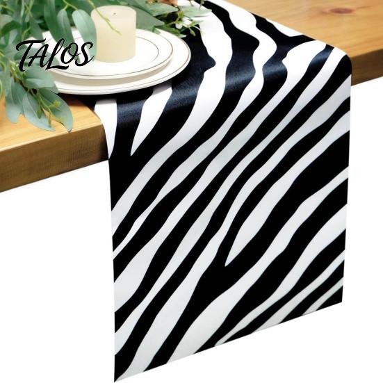 Easy Care Table Decor Modern Geometric Runner, Black And White Checkered Casual Texture Dining Room Accessory 72 Inch Striped Runner for Stylish